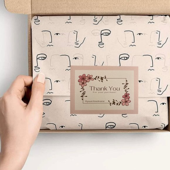 Thank You Cards for Customer , White Modern Floral Thank You Card - Picture 2 of 10